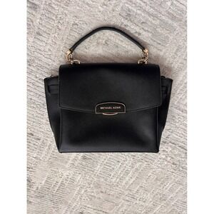 Michael Kors Satchel Bag Black‎ Saffiano Leather Top Handle Crossbody